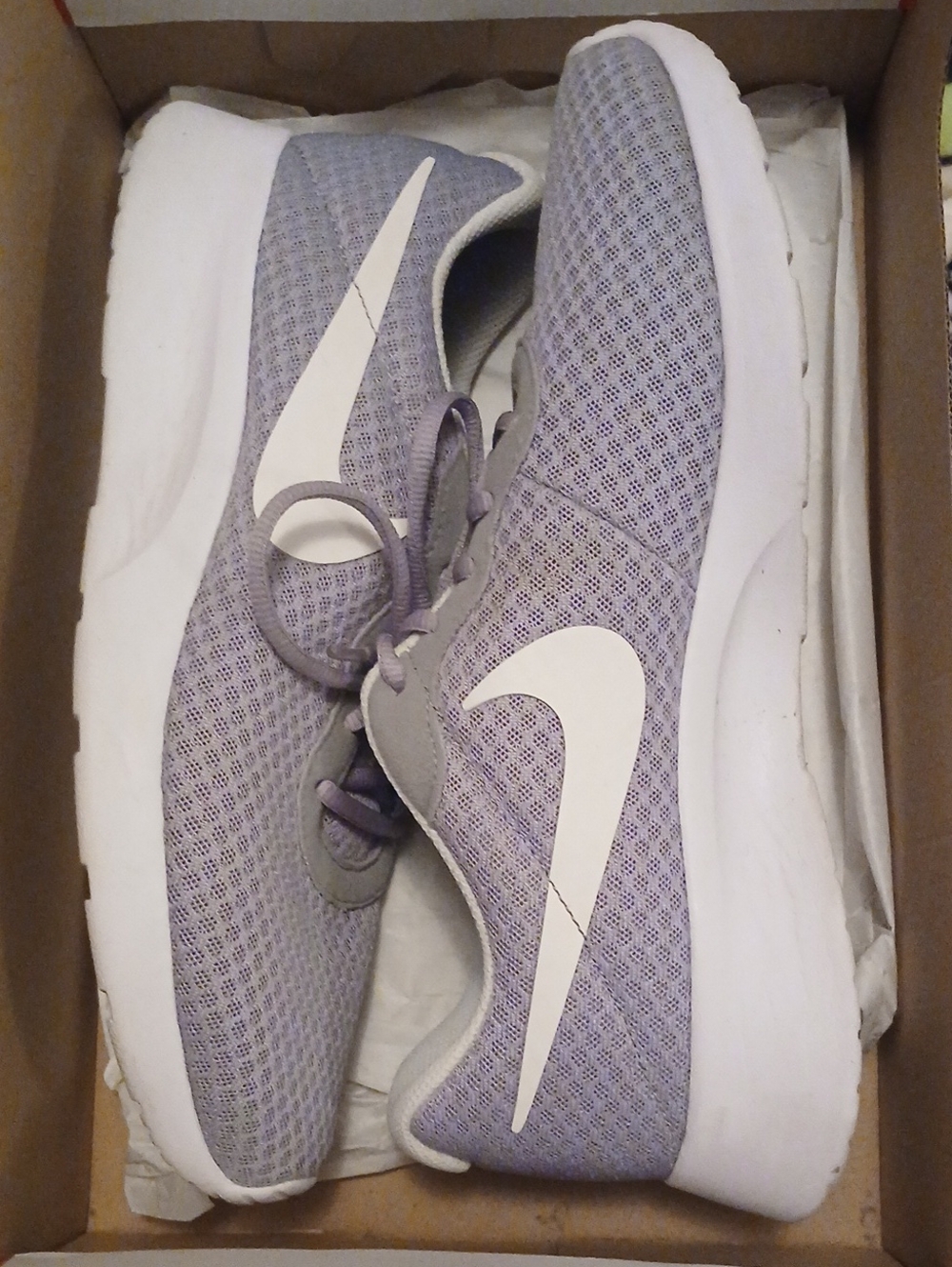 Nike Women's Light Gray Mesh Running Shoes with White Swoosh